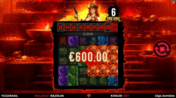 Giga Zombies - gain pendant les tours gratuits